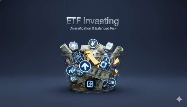 etf investing stock market chart on screen